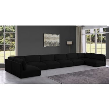 Ease Polyester Fabric 8 Piece Modular Sectional In Black