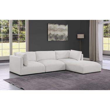 Ease Polyester Fabric 4 Piece Modular Sectional In Cream