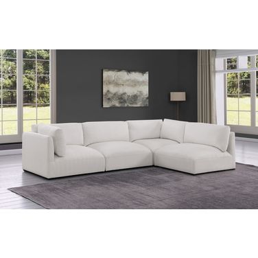 Ease Polyester Fabric 4 Piece Modular Sectional In Cream