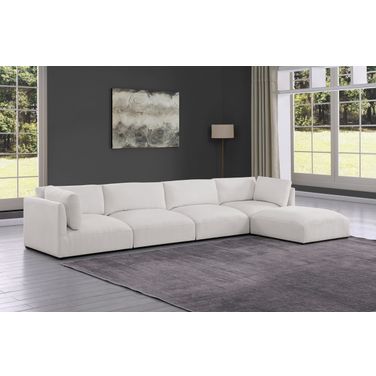 Ease Polyester Fabric 5 Piece Modular Sectional In Cream