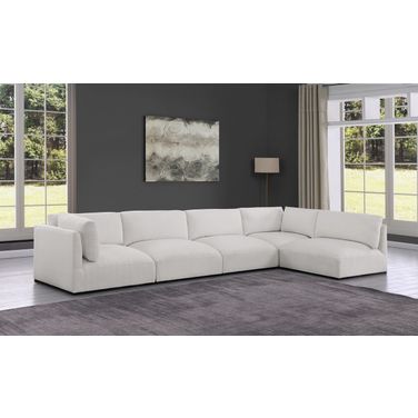 Ease Polyester Fabric 5 Piece Modular Sectional In Cream