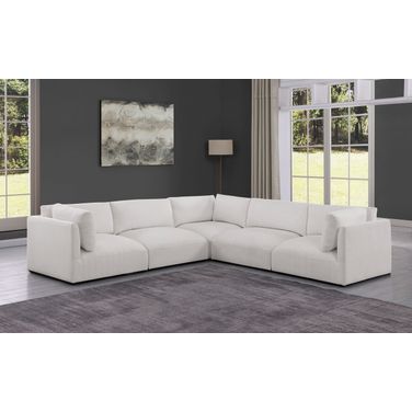 Ease Polyester Fabric 5 Piece Modular Sectional In Cream