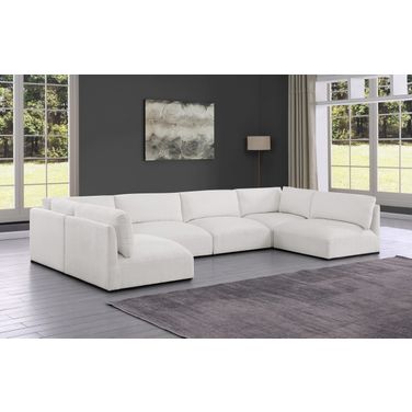 Ease Polyester Fabric 6 Piece Modular Sectional In Cream