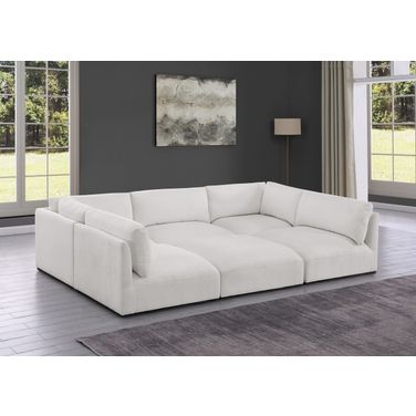 Ease Polyester Fabric 6 Piece Modular Sectional In Cream