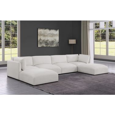 Ease Polyester Fabric 6 Piece Modular Sectional In Cream