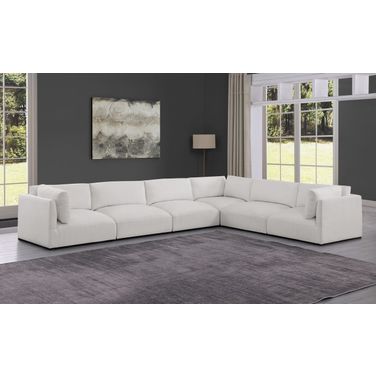 Ease Polyester Fabric 6 Piece Modular Sectional In Cream