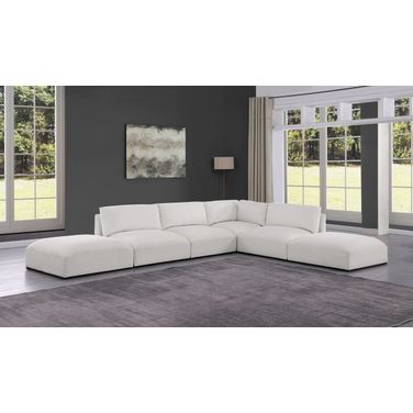 Ease Polyester Fabric 6 Piece Modular Sectional In Cream