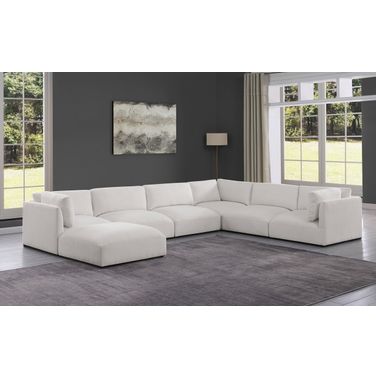 Ease Polyester Fabric 7 Piece Modular Sectional In Cream