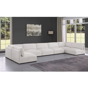 Ease Polyester Fabric 7 Piece Modular Sectional In Cream