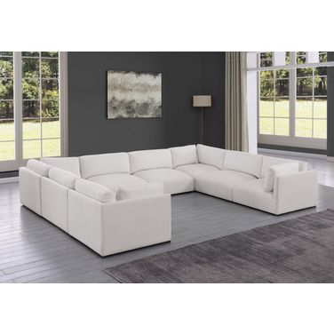 Ease Polyester Fabric 8 Piece Modular Sectional In Cream