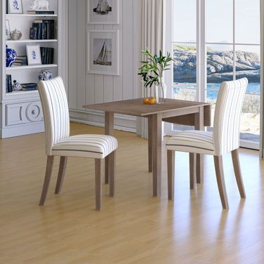 Eastern Tides 3 Piece Upholstered Dining Set In Blue Stripe
