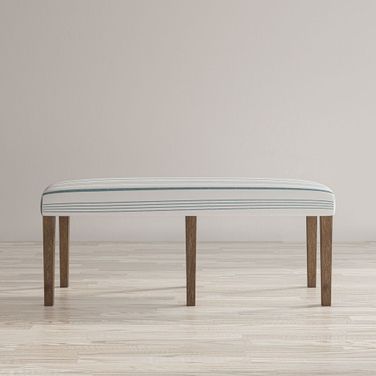 Eastern Tides 46 Inch Upholstered Dining Bench In Blue Stripe