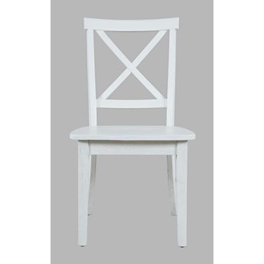 Eastern Tides X-Back Acacia Dining Chair Set of 2 In Brushed White