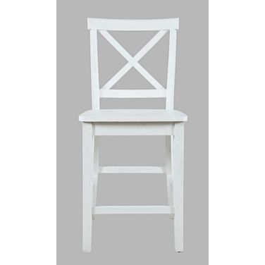 Eastern Tides X-Back Counter Barstool Set of 2 In Brushed White