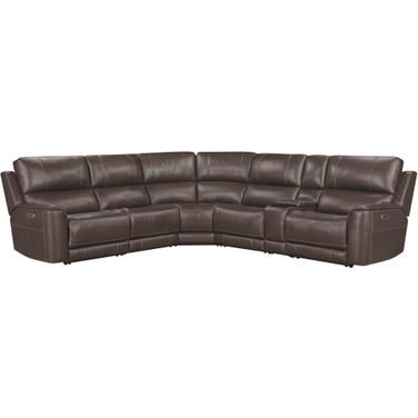 Easton 6 Piece Zero Gravity Power Reclining Sectional with Power Adjustable Headrests In Steamboat Brown