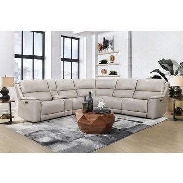 Easton 6 Piece Zero Gravity Power Reclining Sectional with Power Adjustable Headrests In Steamboat Quartz