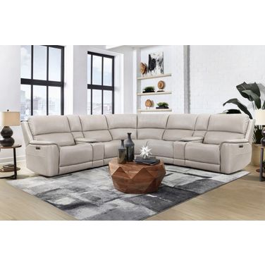 Easton 7 Piece Zero Gravity Power Reclining Sectional with Power Adjustable Headrests In Steamboat Quartz