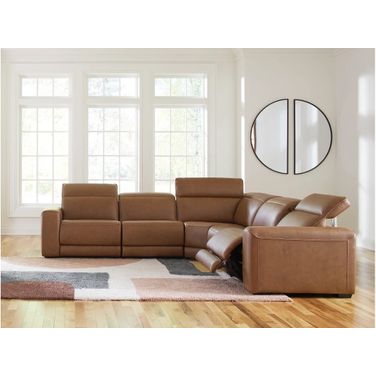 EasyMoney 5-Piece Power Reclining Sectional In Caramel