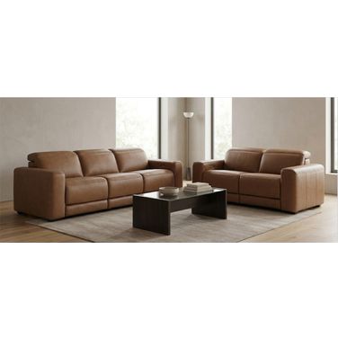 EasyMoney Power Reclining Sectional Living Room Set In Caramel