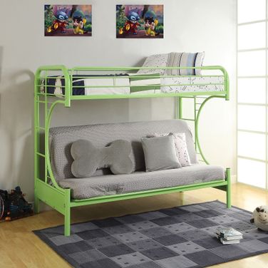 Eclipse White and Green Twin Over Full Futon Bunk Bed