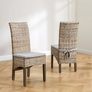 Edelyn Dining Chair In Kubu Rattan and Gray - Set of 2