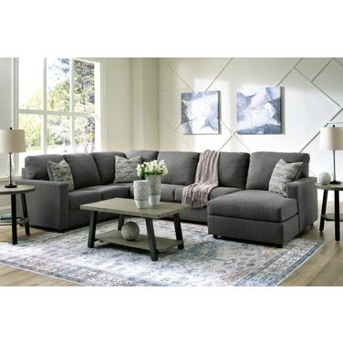 Edenfield 3-Piece RAF Corner Chaise Sectional In Charcoal