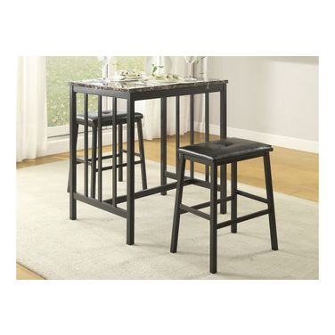 Edgar 3 Piece Pack Faux Marble Counter Height Set