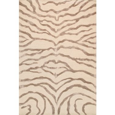 Edgy Collection Hand-Tufted Area Rug- 4' x 6' In Ivory and Silver
