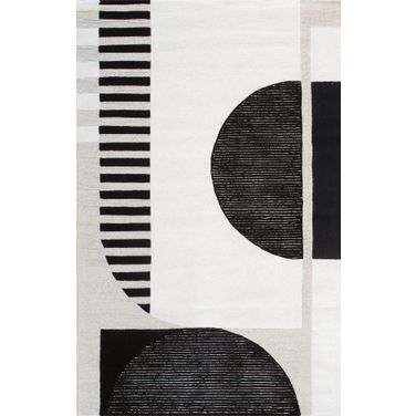 Edgy Collection Hand-Tufted Area Rug- 9' 9" x 13' 9" In White and Black