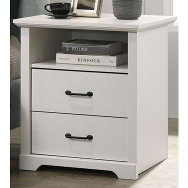 Elara 22 Inch 2-Drawer Nightstand Bedside Table with USB Charging Ports In White