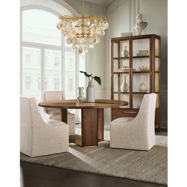 Eleana Round Dining Room Set In Walnut and Bronze
