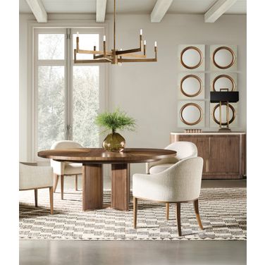 Eleana Round Dining Room Set One 20 Inch Leaf In Walnut and Bronze