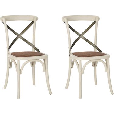 Eleanor Ivory and Medium Brown X-Back Farmhouse Side Chair Set of 2