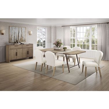 Elements Assyemtrical Stone Slab Dining Set In Toffee
