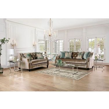 Elicia Transitional Champagne Living Room Set