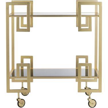 Eliza Brass and Black Glass 2 Tier Bar Cart