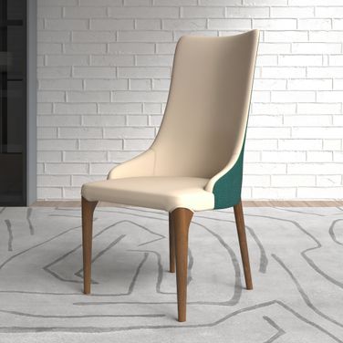 Elm Modern Wooden Dining Chair In Green Velvet