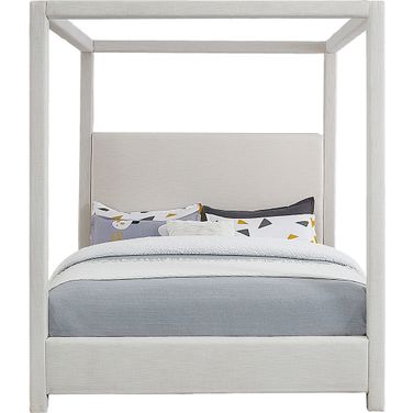Emerson Linen Textured Fabric Full Bed In Cream Linen