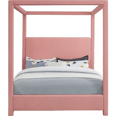 Emerson Linen Textured Fabric Full Bed In Light Pink