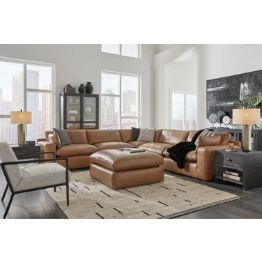 Emilia 5-Piece Sectional and Ottoman In Caramel
