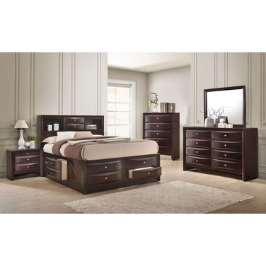 Emily Bookcase Bedroom Set (Dark Cherry)