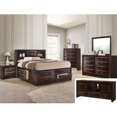 Emily Captain's Storage Bedroom Set in Dark Cherry