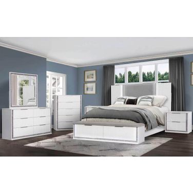 Emily Platform Bedroom Set with LED In White