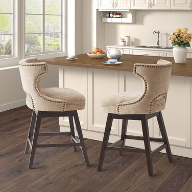 Emmett Swivel Counter Stool In Beige