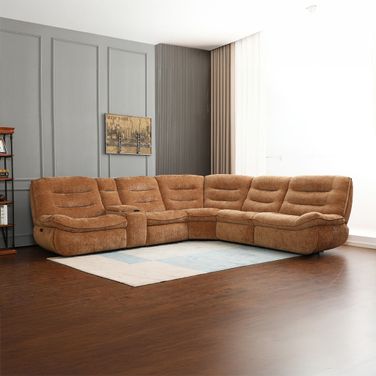 Emmy Power Motion Sectional Sofa with USB Port In Orange