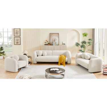 Emory Living Room Set In Cream