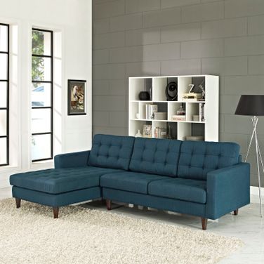 Empress Azure Left-Facing Upholstered Fabric Sectional Sofa