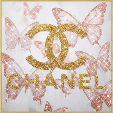 Enchanting Glam Flutter II - 32" x 32" - Gloss Canvas with Rocks In Gold and Blush
