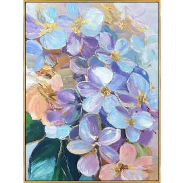 Enchanting Petal Reverie I - 40" x 30" - Hand-Embellished Canvas In Pink and Lavender