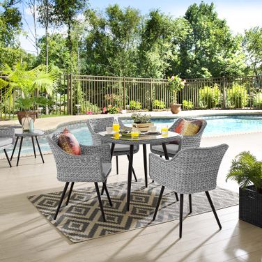 Endeavor Gray 5 Piece Outdoor Patio Wicker Rattan Dining Set